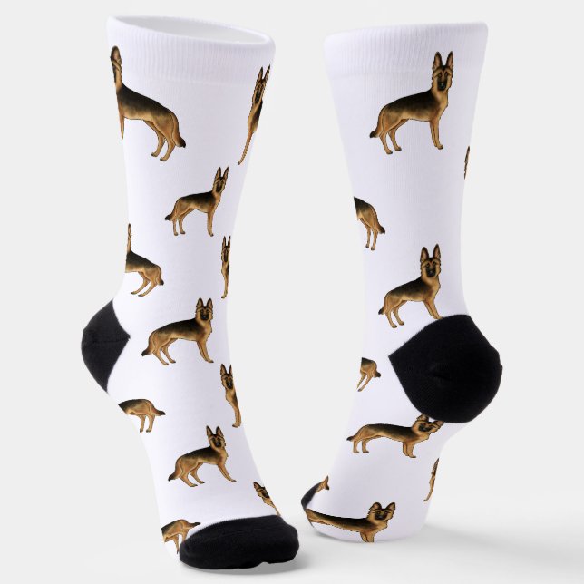 Calcetines Patrón de perro de dibujos animados de pastor alem (Angular)