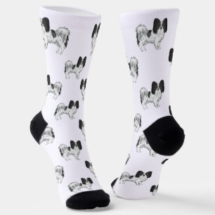 Calcetines Patrón de perro de dibujos animados lindo Papillon