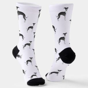 Calcetines Patrón de perro italiano gris negro y blanco lindo