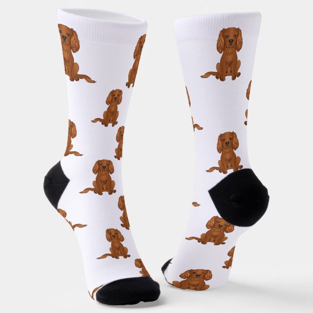 Calcetines Patrón de perro spaniel de King Charles Cavalier r (Angular)