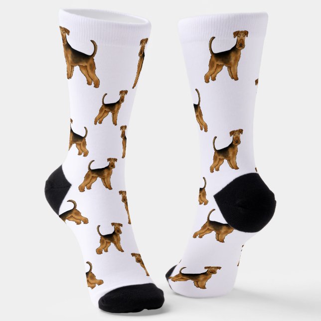 Calcetines Patrón de perro Terrier Airedale lindo Bingley (Angular)