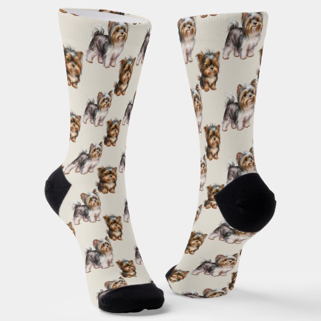 Calcetines Patrón de Perro Terrier Cute Yorkshire (Angular)