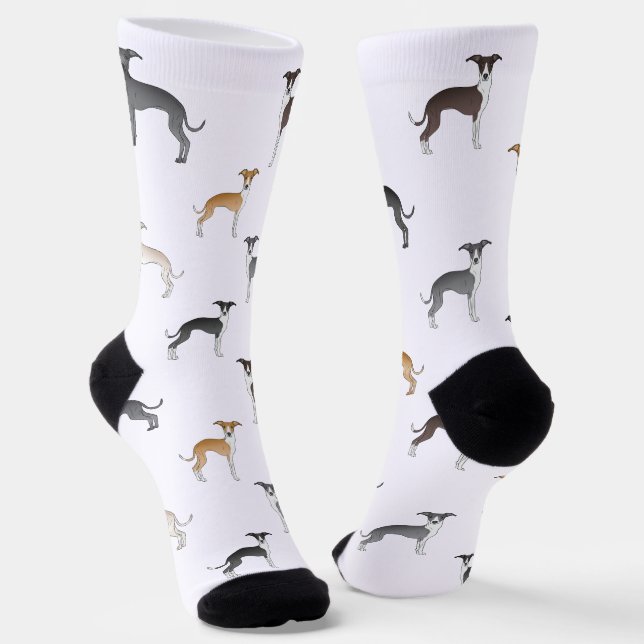 Calcetines Patrón de perros Italian Greyhound de diferentes c (Angular)