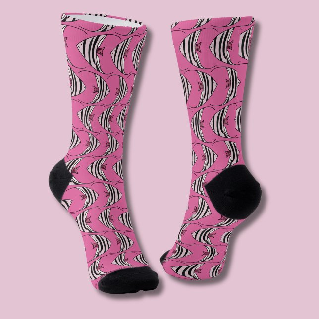 Calcetines Patrón de pez rosa (Pink Angel Fish patterned socks)
