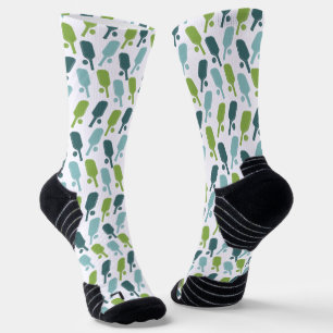 Calcetines Patrón de Pickleball Verde y Azul