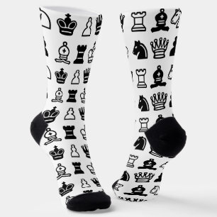 Calcetines Patrón de piezas de ajedrez en blanco y negro