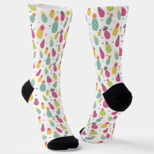 Calcetines Patrón de Piña Tropical y Corazón