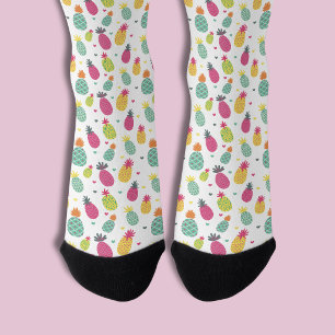 Calcetines Patrón de Piña Tropical y Corazón