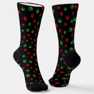 Calcetines Patrón de pinturas de Mascota verde rojo curado