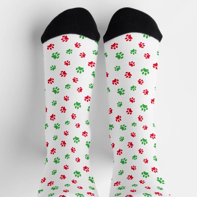 Calcetines Patrón de pinturas rojas y verdes (Arriba)