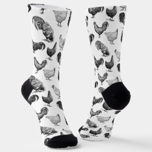 Calcetines Patrón de pollo de granja de campo retro