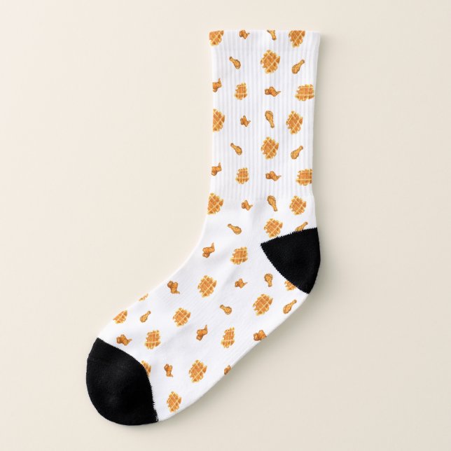Calcetines Patrón de pollo frito y Waffles (Parte exterior derecha)