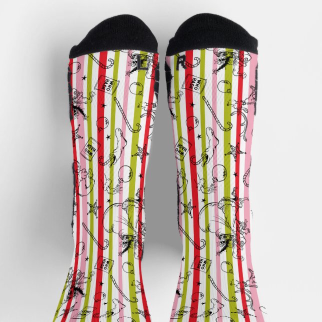 Calcetines Patrón de punción de Navidades de Grinch (Arriba)