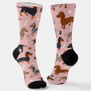 Calcetines Patrón de puntas y huesos de Dachshund