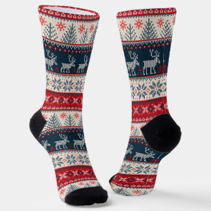 Calcetines Patrón de punto de Navidad Reno ciervo