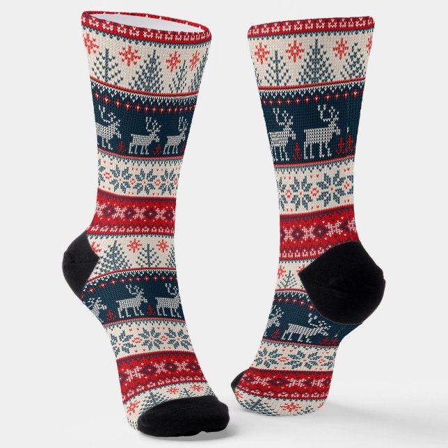 Calcetines Patrón de punto de Navidad Reno ciervo (Angular)