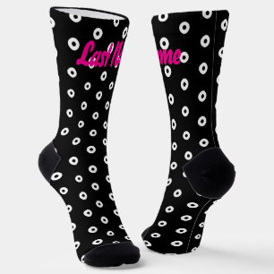 Calcetines Patrón de puntos de polka blanco/negro personaliza