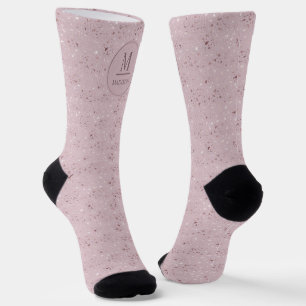 Calcetines Patrón de purpurina dorada rosa pastel suave perso