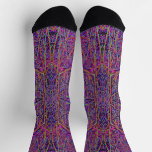 Calcetines Patrón de rama abstracto negro y rosa Cool