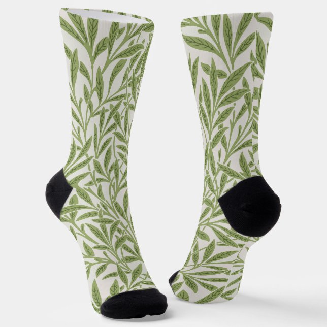 Calcetines Patrón de ramas verdes frondosas (Angular)