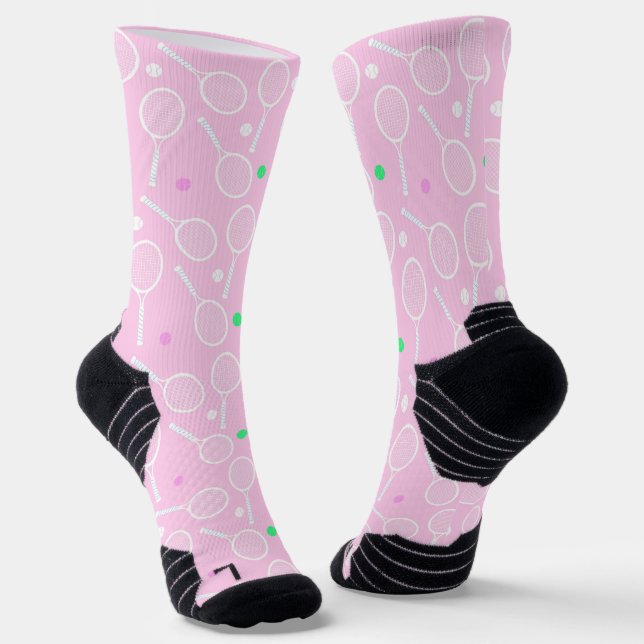 Calcetines Patrón de raqueta de tenis Pink (Angular)