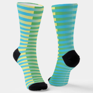 Calcetines Patrón de rayas azul amarillo verde