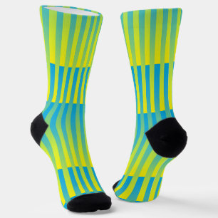 Calcetines Patrón de rayas azul amarillo verde