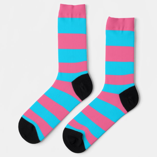 Calcetines Patrón de rayas azules rosadas  (Izquierda)