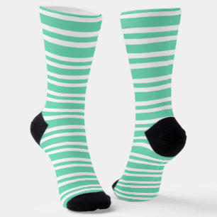 Calcetines Patrón de rayas blancas aguamarina