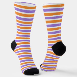 Calcetines patrón de rayas blancas naranja morado lindo