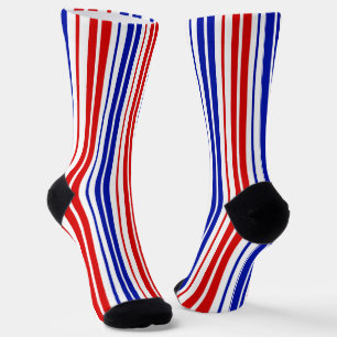 Calcetines Patrón de rayas blancas rojas y azules