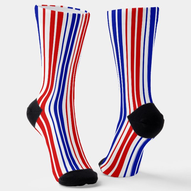 Calcetines Patrón de rayas blancas rojas y azules   (Angular)