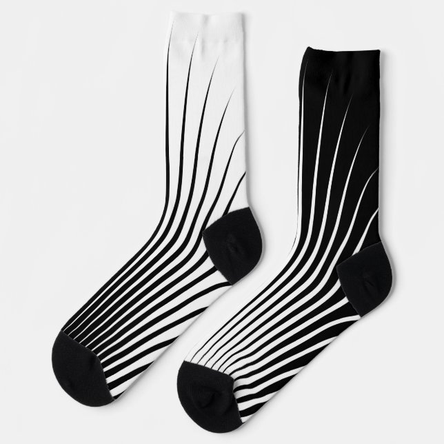 Calcetines Patrón de rayas blancas y negras muy único (Izquierda)