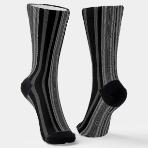 Calcetines Patrón de rayas gráficas modernas en negro gris y 