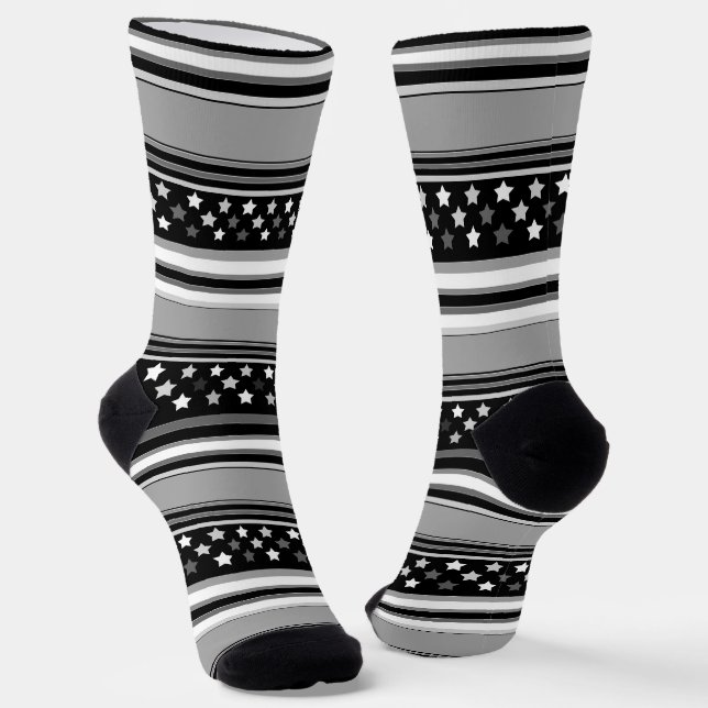 Calcetines Patrón de rayas horizontal con estrellas (Angular)