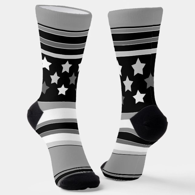Calcetines Patrón de rayas horizontal con estrellas (Angular)