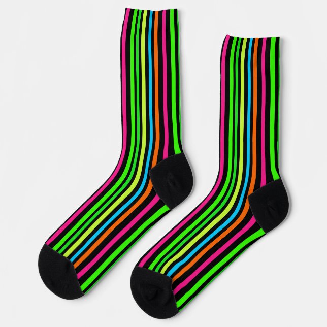 Calcetines Patrón de rayas neón (Izquierda)