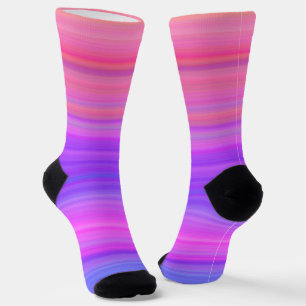 Calcetines Patrón de rayas rosa púrpura colorido