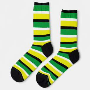 Calcetines Patrón de rayas verde amarillo