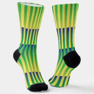 Calcetines Patrón de rayas verde azul amarillo