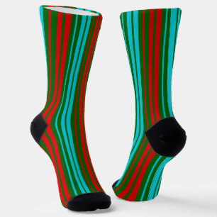 Calcetines Patrón de rayas verdes rojas y azules