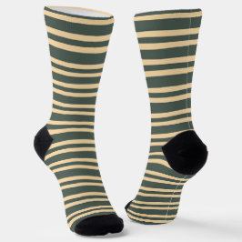 Calcetines Patrón de rayas verdes y amarillas