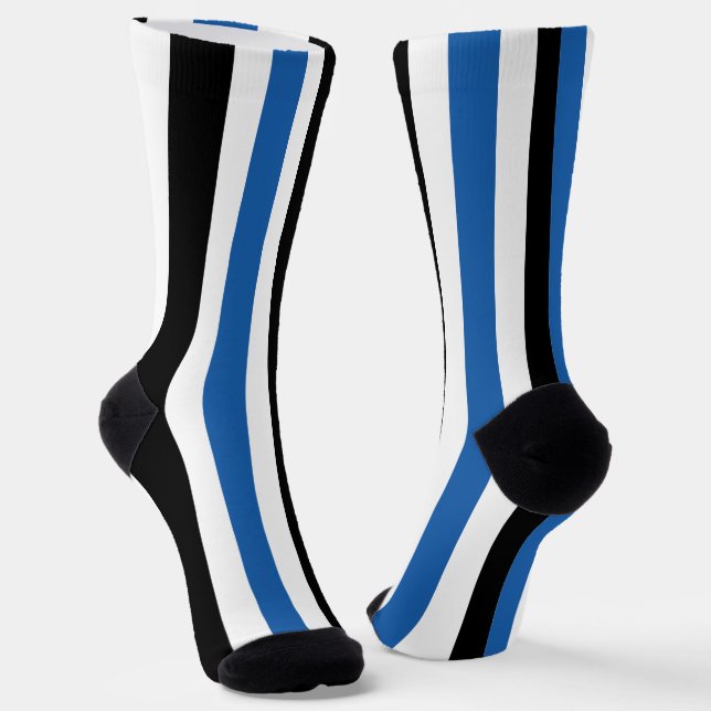 Calcetines Patrón de rayas verticales negro azul (Angular)
