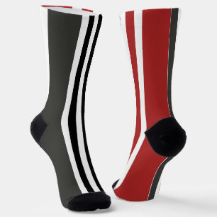 Calcetines Patrón de rayas verticales rojas negras y grises