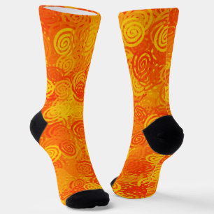 Calcetines Patrón de Remolinos Amarillos Naranjas