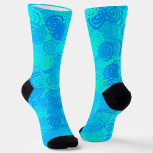 Calcetines Patrón de remolinos azul turquesa