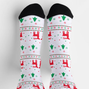 Calcetines Patrón de Reno de Navidad y Árbol de Navidad Adora