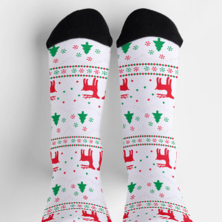 Calcetines Patrón de Reno de Navidad y Árbol de Navidad Adora