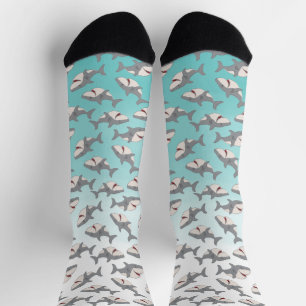 Calcetines Patrón de Semana del Tiburón Personalizado de Cuta