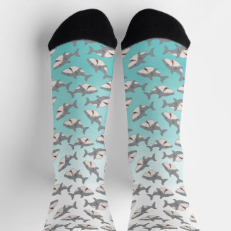 Calcetines Patrón de Semana del Tiburón Personalizado de Cuta